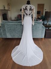 Martina Liana Silk Wedding Dress Size 12 - 14 UK Train Sleeves RRP£2500