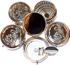 Portable Pocket Ashtray ROUND KEYRING 6cm x 1.5cm Metal Cigarette Travel RANDOM