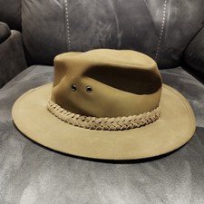 Barbour Bushman Waxed Cotton Hat Green Weave Detail Cowboy Country Outdoor XL