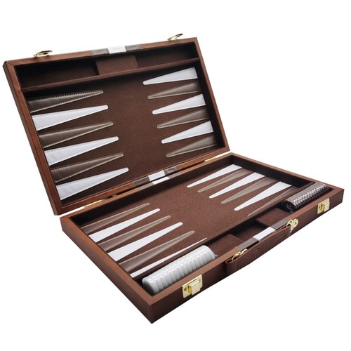 Portable leather backgammon - leather,