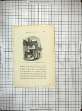 Old Antique Print England Porch Bow-Window Warwick Gates Oblique Gables