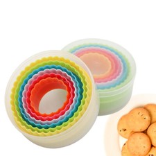 6PC Round Cookie Cutter Set Shapes Random Color Circle Pastry Moulds for Baking