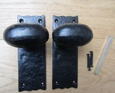 OVAL KNOB ON BACK PLATE - Cast iron lever door handles old vintage style