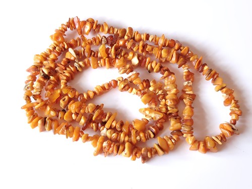 Vintage amber necklace tumbled - vintage,