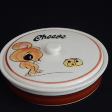 Round Lidded Cheese Triangles Dish Mouse Toni Raymond Vintage Ceramic Handpained