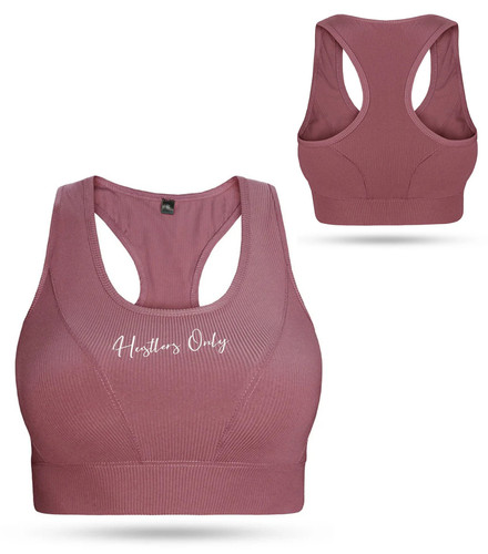 Women ribbed sports bra pink - ribbed,