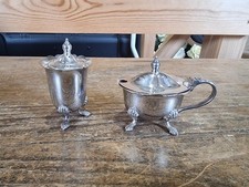 Vintage  Angora Plate EPNS Mustard with Plastic Liner & Pepperette