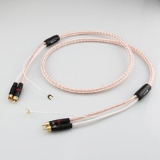 7N OCC Pure Copper Dual RCA HIFI Audio Phono RCA Tonearm Cable with Ground Wire