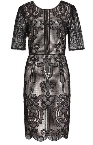 Reiss black lace bodycon - black, dress