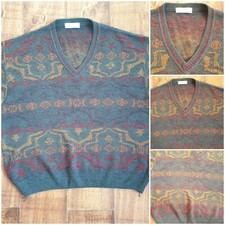 Vintage, Retro, M & S Mens L Jumper, Aztec, Boho, 1990's