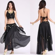 Belly Dance Costume Set (Top,Gold Coins Skirt) Carnival Fancy Outfit