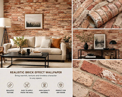 Red brick effect wallpaper - brick,