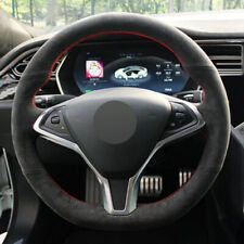 Alcantara Steering Wheel Cover Real Leather Wheel Wrap for TESLA MODEL S 2012-23