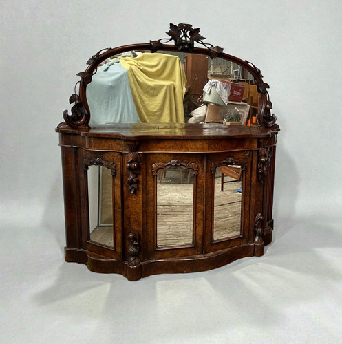 Antique walnut burr - walnut, mirror