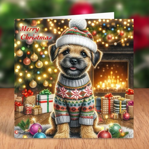 Border terrier dog - dog, christmas