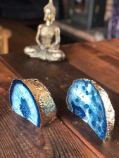 Blue Agate 24ct Gold Edge