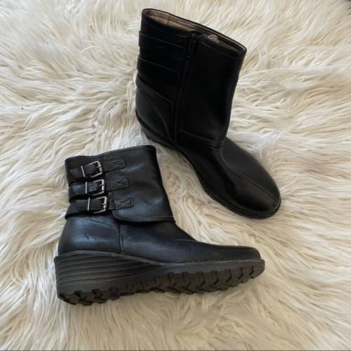 Ecco black wedge - bootie, boots
