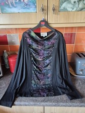 GOYA LONDON LS Tunic Top Size Medium Black  Multicoloured Bnwot Smart Evening