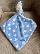 Mothercare Blue Star Bedtime Bear Baby Comforter Soft Toy Blankie Soother