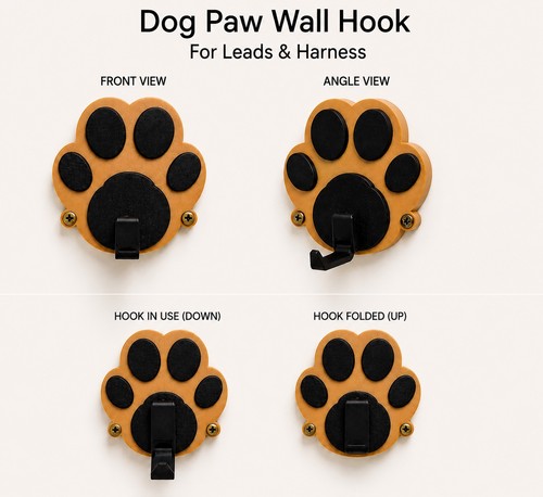 Dog paw wall hook - wall, foldable