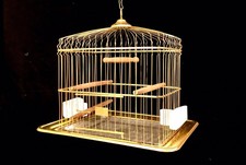 ANTIQUE Vtg 1800's VICTORIAN HENDRYX GILDED BRASS CANARY BIRD CAGE