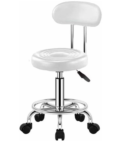 White swivel stool with back - white,