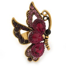 Purple Crystal Butterfly Ring