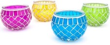 Mosaic Glass Candle Holder Jar