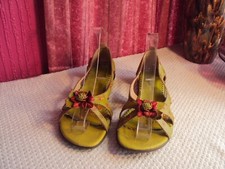 LADIES LEATHER YOMA LIME GREEN SANDALS SIZE 6 HARDLY WORN VERY SUMMERY