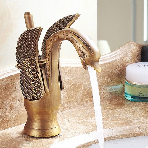 Antique brass swan tap - brass,