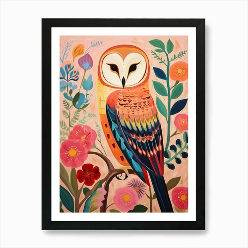 Pink scandi barn owl art - 3,