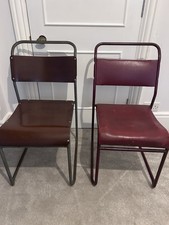 Metal School Chairs. Two in set. Mid Century Stacking Chair Seats. Vintage. 