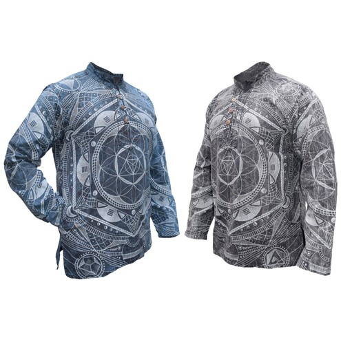 Mens mandala shirt grandad - mens,