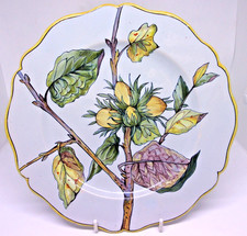 PORQUIER BEAU FAIENCE FACTORY QUIMPER 1880-1890 HAZELNUT SPRAY PLATE -France .