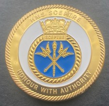 45mm Royal Navy HMS SCEPTRE Honour With Authority Challenge Coin With Coin Stand
