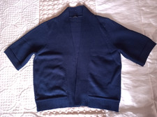 Ladies Cardigan Shrug Open Front Short Sleeved from BHS Size 16 Navy Blue