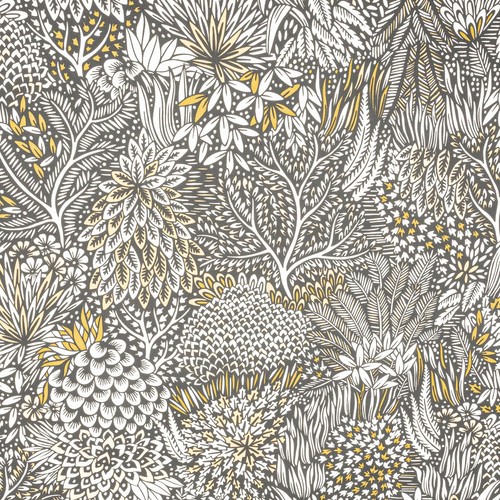 Black white floral wallpaper - white,