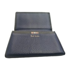 PAUL SMITH SIGNATURE STRIPE MENS  PEBBLED LEATHER BLUE MINI CARD HOLDER WALLET 