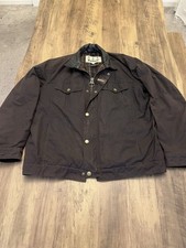 Barbour Drovers Wax Waterproof Brown Leather Collar Trucker Jacket, Size Large