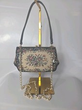 MacLaren vintage needlepoint tapestry evening bag with a floral design.