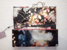 Coast Clutch Bag Chain Strap Fabric Multi  black cream red blue New with Tags