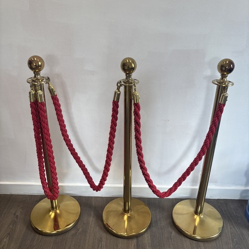 Rope barriers brass with red - rope,