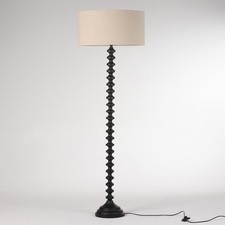 Carnaby Floor Lamp Natural Light Shade Black Tsubaki Wood Stand