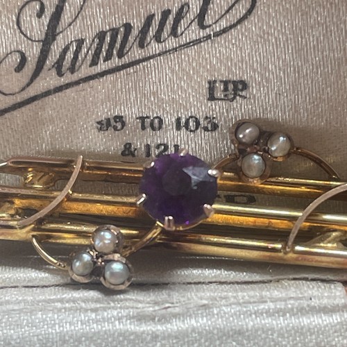 9ct gold brooch amethyst - 9ct,