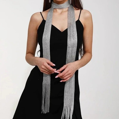 Silk shiny scarf evening - silk,