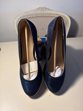 Monsoon Navy Canvas Wedge UK 8