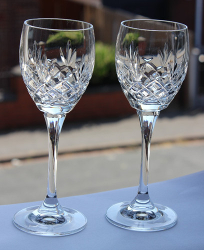 Pair cut lead crystal wine - cut,