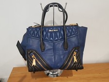Rare Miu Miu Matelasse Leather Biker Shoulder Top Handle Bag Bi Colour