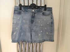 George Asda MILEY Blue Denim Daisy Embroidered Shorts UK20