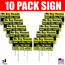 10X We Buy Houses Want To Sell Fast? Yard Signs Your Phone Number Real Estate